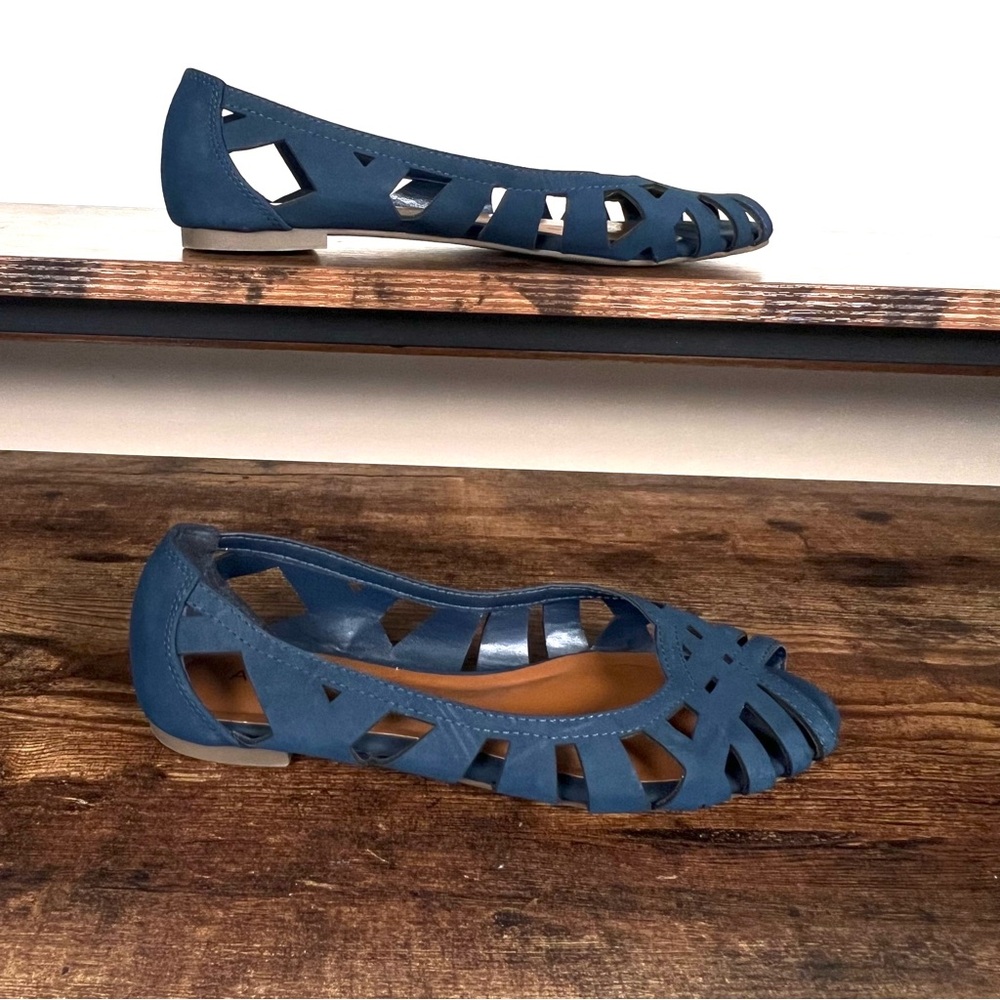 Arizona Jeans Co Jaiden Navy Blue Cut Out Slip on Open Toe Sandals Women's 6.5